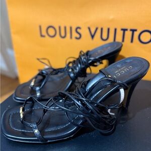 Gucci Elegant Black Lace-Up Heels